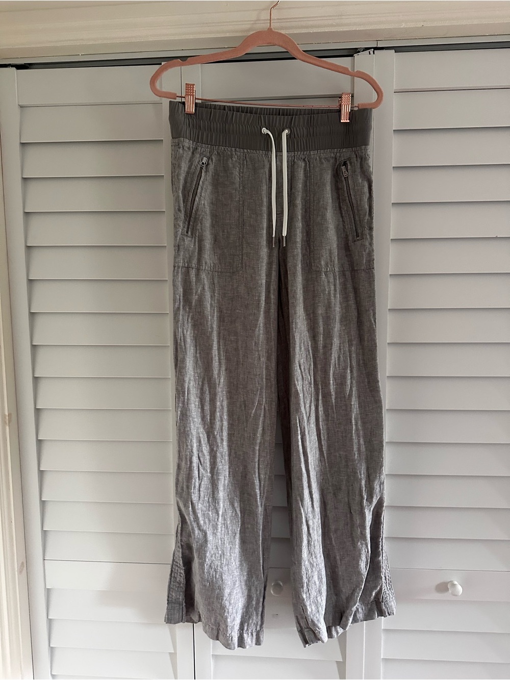 Athleta Gray Women’s Linen Straight Leg with Zip Pockets